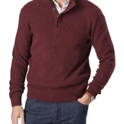 Outlet 🔥 Gazman Twisted Yarn 1/2 Zip Knit Wine 💯