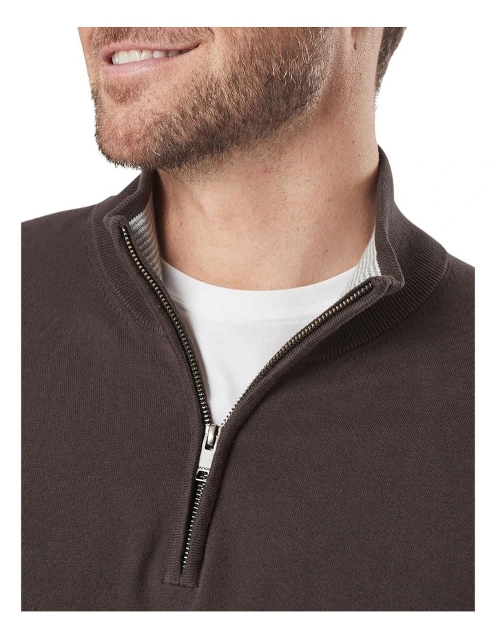Outlet ⌛ Gazman High Flex Half Zip Knit Chocolate ✨ 3 Outlet ⌛ Gazman High Flex Half Zip Knit Chocolate ✨ - Image 3