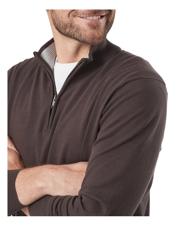 Outlet ⌛ Gazman High Flex Half Zip Knit Chocolate ✨ 4 Outlet ⌛ Gazman High Flex Half Zip Knit Chocolate ✨ - Image 4