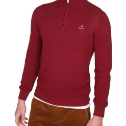 Best Pirce ⭐ Gant Cotton Pique Half-Zip In Cabernet Red 🛒