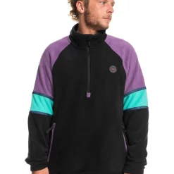 Best Pirce ✔️ Quiksilver Powder Chaser Half Zip Fleece In True Black 🌟