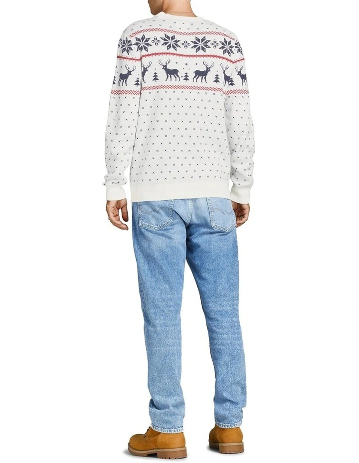 Coupon ⌛ Jack & Jones Snowflake Crew Neck Knit In Cloud Dancer ✔️ - Image 2