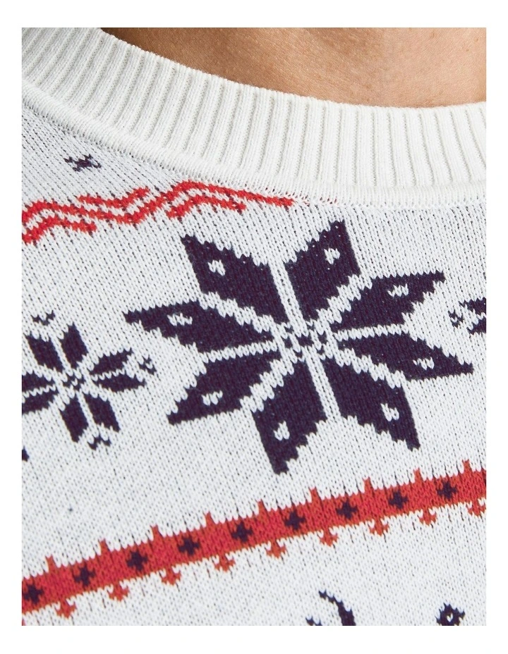 Coupon ⌛ Jack & Jones Snowflake Crew Neck Knit In Cloud Dancer ✔️ - Image 3