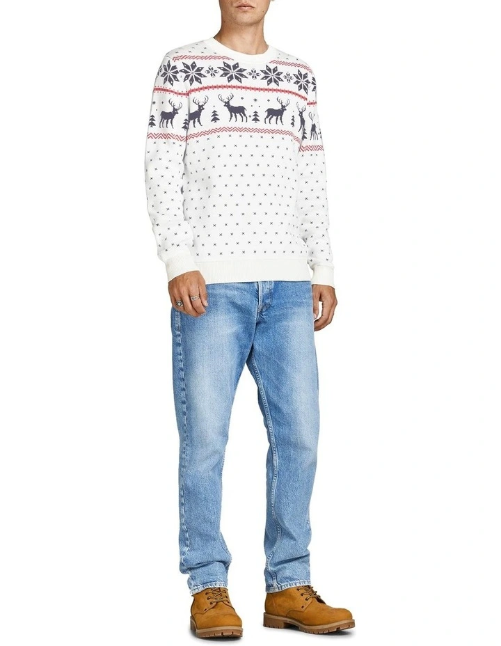Coupon ⌛ Jack & Jones Snowflake Crew Neck Knit In Cloud Dancer ✔️ - Image 5