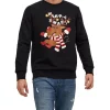 Outlet 💯 Jack & Jones Toon Crew Neck Xmas Sweat In Black ✔️