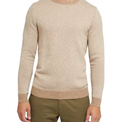 Hot Sale ❤️ Oxford Tully Wool Blend Herringbone Knit Biscuit/Ecru ⭐