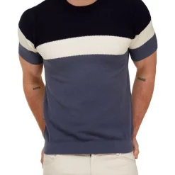 Cheapest 😉 Brooksfield Color Block Knit T-Shirt Navy 👏