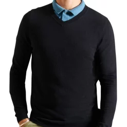 Best deal 👏 Superdry Vintage Embroidered Cotton Cashmere Vee Neck Knit Black 👍