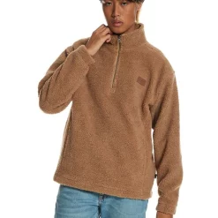 Cheapest 🎁 Quiksilver Bogong Gum Half Zip Fleece In Tannin 🔔