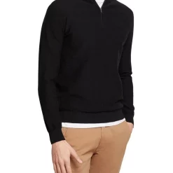 Best deal 🤩 Oxford Bart Zip Neck Knit In Black 🎉