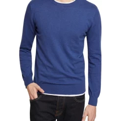 New 👍 Oxford Crew Neck Cotton Cashmere Pullover In Blue 💯