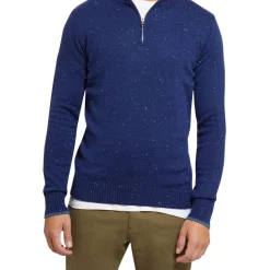 Outlet β¨ Oxford Micky Donegal Zip Collar Knit Blue βοΈ