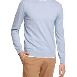 Promo 😍 Oxford Crew Neck Cotton Cashmere Pullover In Pale Blue 🤩