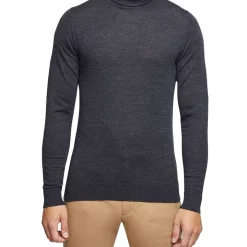 Best Pirce 🔥 Oxford Aaron Turtle Neck Merino Wool Knit Charcoal 🔔