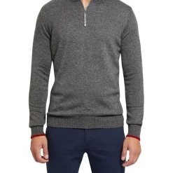 Flash Sale ⌛ Oxford Micky Donegal Zip Collar Knit Grey 🥰