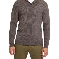 Flash Sale 🔔 Oxford Harvey Shawl Neck Knit Chocolate 👍