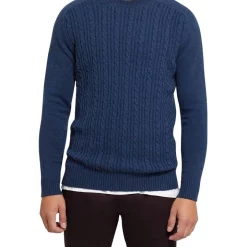 Coupon 👍 Oxford Ashby Wool Blend Cable Knit Navy ⭐