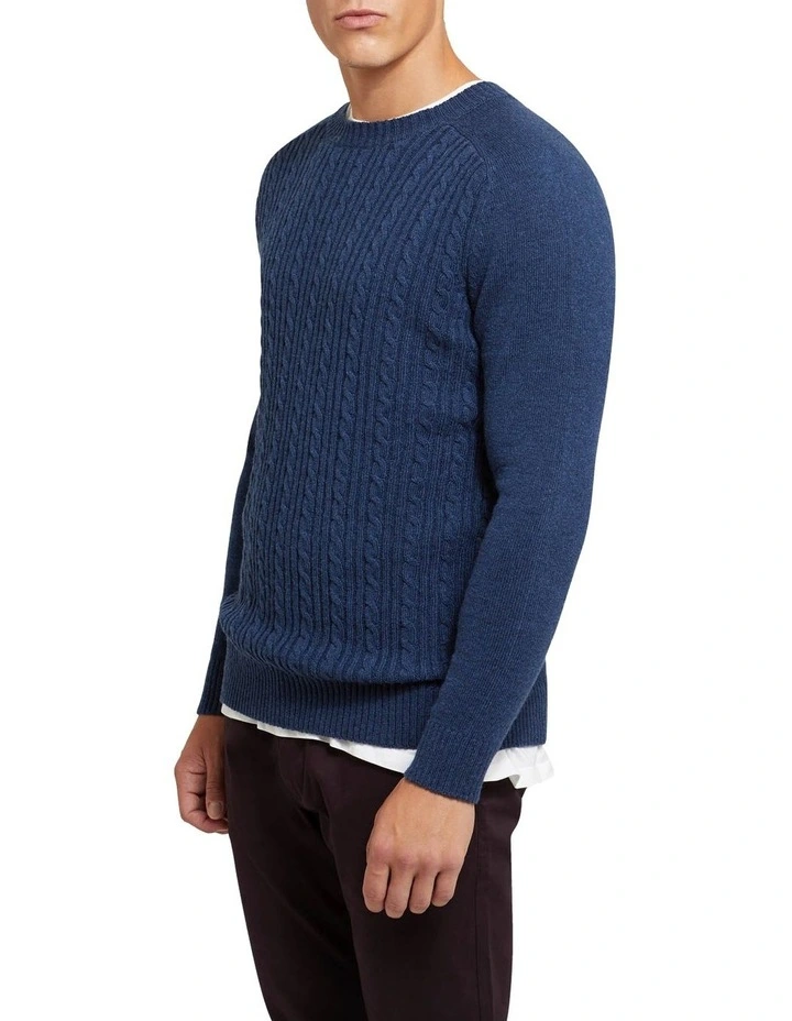 Coupon π Oxford Ashby Wool Blend Cable Knit Navy β - Image 2