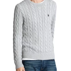 Discount 🛒 Polo Ralph Lauren Cable Knit Cotton Sweater In Grey 😀