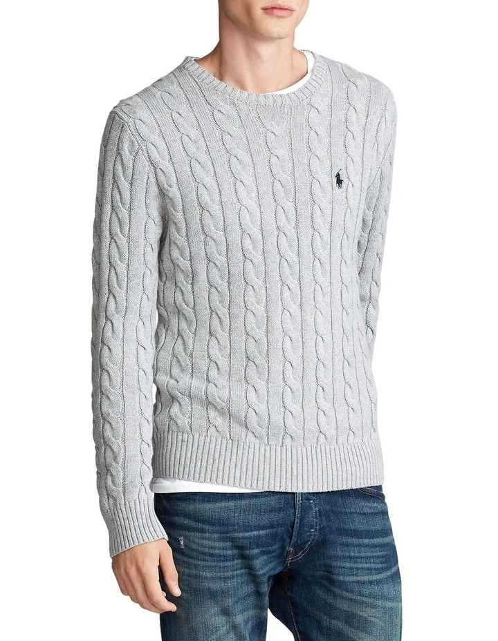 Discount π Polo Ralph Lauren Cable Knit Cotton Sweater In Grey π 1 Discount π Polo Ralph Lauren Cable Knit Cotton Sweater In Grey π